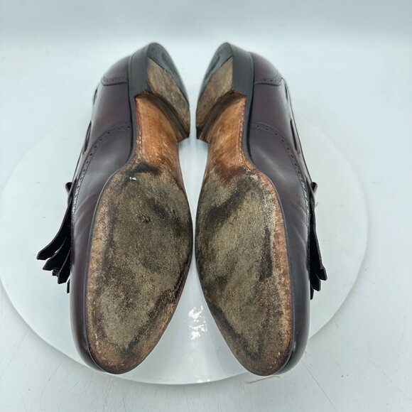 Salvatore Ferragamo Men Size 12B Brown Leather Tassel Brogue Loafer Dress Shoes - Picture 7 of 12